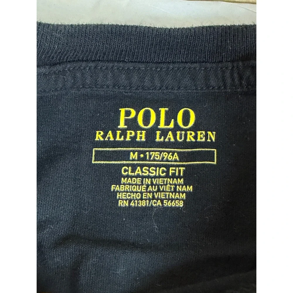 Polo Ralph Lauren Mens Classic Fit T-Shirt Black Red Pony Logo Size M 175/96A